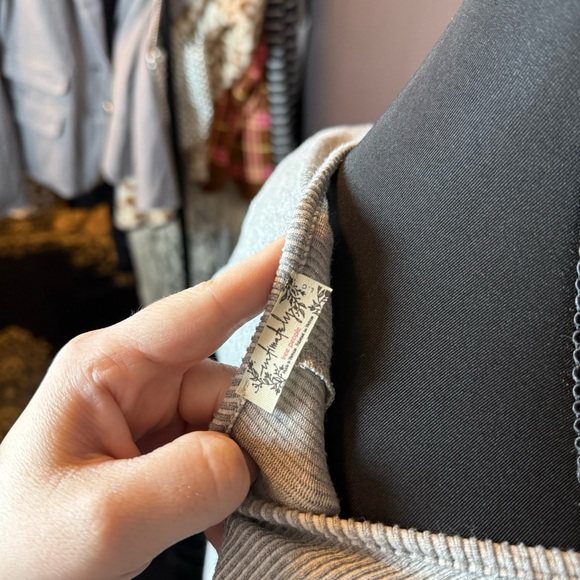 Free People Ribbed Long Sleeve Henley Top Gray Size L - Picture 5 of 5